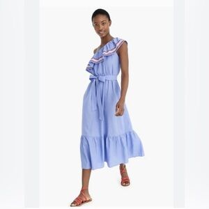 J. Crew Blue One-Shoulder Midi Dress